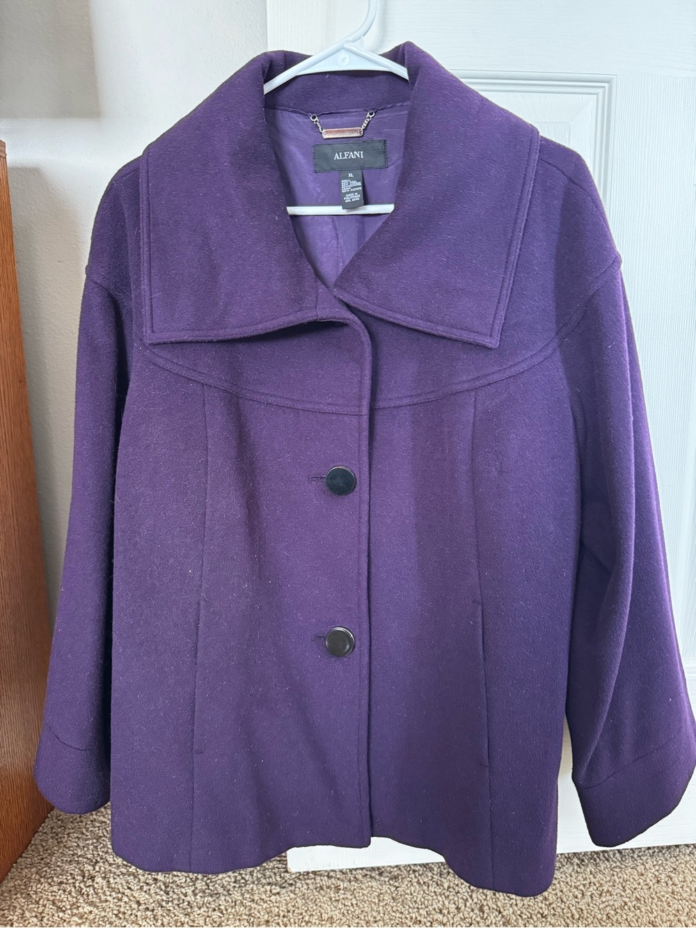 Alfani Purple Wool-Blend Pea Coat